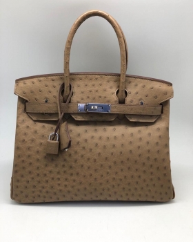 Сумка женская  BIRKIN Ostrich GHW, 30 cm Hermes Артикул BMS-64707. Вид 1