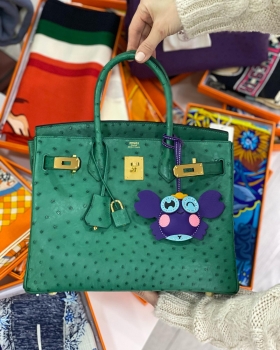Сумка женская  BIRKIN Ostrich GHW, 30 cm Hermes Артикул BMS-64706. Вид 1