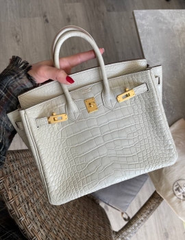 Сумка женская Birkin, 25 Crocodile Niloticus Mat Hermes Артикул BMS-141930. Вид 1