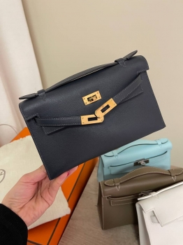Сумка женская Kelly Pochette Bleu Indigo color Hermes Артикул BMS-143507. Вид 1