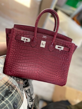 Сумка женская Birkin, 25, PHW Crocodile Porosus Hermes Артикул BMS-141844. Вид 1