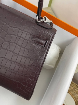 Сумка женская Kelly 28 cm, PHW Crocodile Niloticus  Mat Hermes Артикул BMS-107955. Вид 3