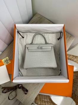 Сумка женская Kelly, 25 cm, PHW Crocodile Niloticus Mat Hermes Артикул BMS-109078. Вид 1