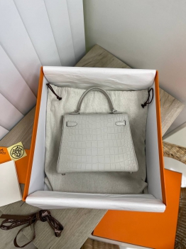 Сумка женская Kelly, 25 cm, PHW Crocodile Niloticus Mat Hermes Артикул BMS-109078. Вид 3
