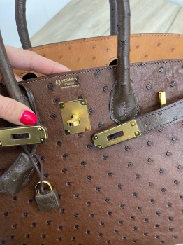 Сумка женская  Birkin Ostrich GHW, 30 cm, GHW Hermes Артикул BMS-114953. Вид 2