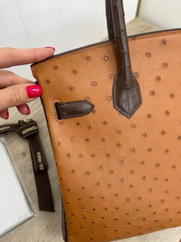 Сумка женская  Birkin Ostrich GHW, 30 cm, GHW Hermes Артикул BMS-114953. Вид 6