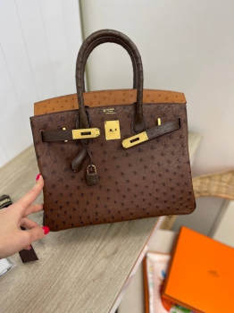 Сумка женская  Birkin Ostrich GHW, 30 cm, GHW Hermes Артикул BMS-114953. Вид 1