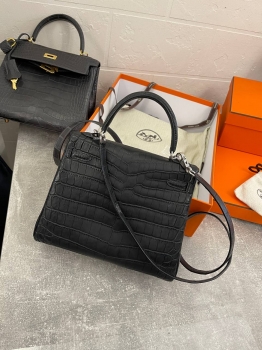 Сумка женская  Kelly, 25 cm, PHW MATTE NILOTICUS Hermes Артикул BMS-131489. Вид 3
