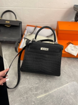 Сумка женская  Kelly, 25 cm, PHW MATTE NILOTICUS Hermes Артикул BMS-131489. Вид 4