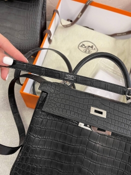 Сумка женская  Kelly, 25 cm, PHW MATTE NILOTICUS Hermes Артикул BMS-131489. Вид 7