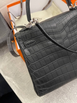 Сумка женская  Kelly, 25 cm, PHW MATTE NILOTICUS Hermes Артикул BMS-131489. Вид 9