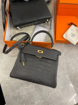 Сумка женская  Kelly, 25 cm, PHW MATTE NILOTICUS Hermes Артикул BMS-131490. Вид 2