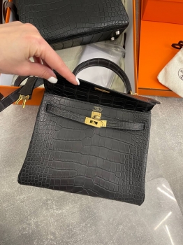 Сумка женская  Kelly, 25 cm, PHW MATTE NILOTICUS Hermes Артикул BMS-131490. Вид 3