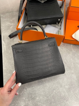 Сумка женская  Kelly, 25 cm, PHW MATTE NILOTICUS Hermes Артикул BMS-131490. Вид 6