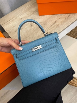Сумка женская Kelly, 25 cm, PHW Crocodile Niloticus Mat Hermes Артикул BMS-132983. Вид 1