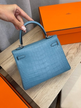 Сумка женская Kelly, 25 cm, PHW Crocodile Niloticus Mat Hermes Артикул BMS-132983. Вид 3
