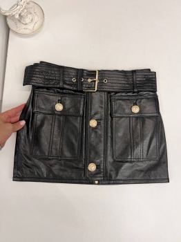 Кожаная юбка  Balmain Артикул BMS-133972. Вид 1