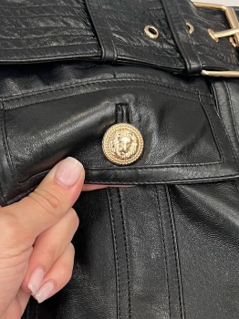Кожаная юбка  Balmain Артикул BMS-133972. Вид 3