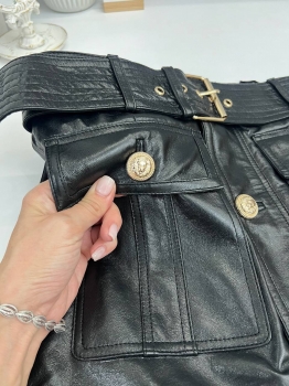 Кожаная юбка  Balmain Артикул BMS-133972. Вид 4