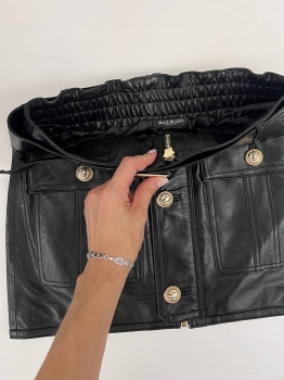 Кожаная юбка  Balmain Артикул BMS-133972. Вид 6