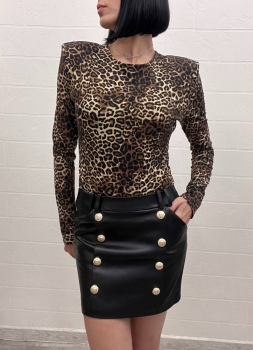 Кожаная юбка Balmain Артикул BMS-133976. Вид 1