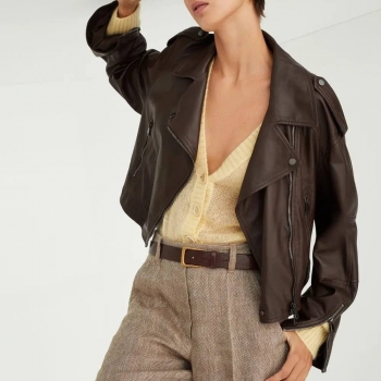 Кожаная куртка  Brunello Cucinelli Артикул BMS-135646. Вид 2