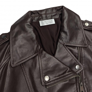 Кожаная куртка  Brunello Cucinelli Артикул BMS-135646. Вид 4