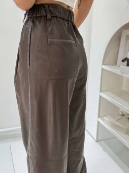 Кожаные брюки Brunello Cucinelli Артикул BMS-135676. Вид 2
