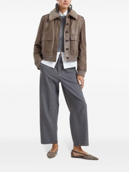 Кожаная куртка  Brunello Cucinelli Артикул BMS-136471. Вид 1
