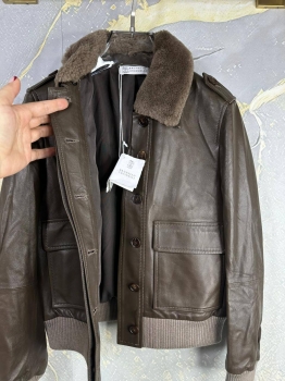 Кожаная куртка  Brunello Cucinelli Артикул BMS-136471. Вид 3