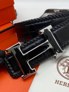 Ремень из натуральной кожи крокодила Hermes Артикул BMS-137607. Вид 3