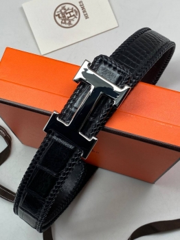 Ремень из натуральной кожи крокодила Hermes Артикул BMS-137607. Вид 1