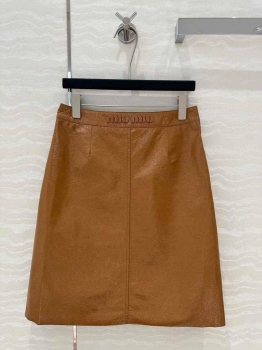 Кожаная  юбка Miu Miu Артикул BMS-139210. Вид 2