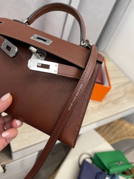  Сумка женская Kelly mini PHW, Chevre  Hermes Артикул BMS-139471. Вид 3