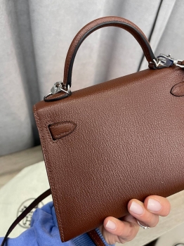  Сумка женская Kelly mini PHW, Chevre  Hermes Артикул BMS-139471. Вид 6