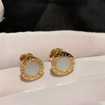Серьги  из розового золота с вставкой из оникса или перламутра   Bvlgari Артикул BMS-141265. Вид 1