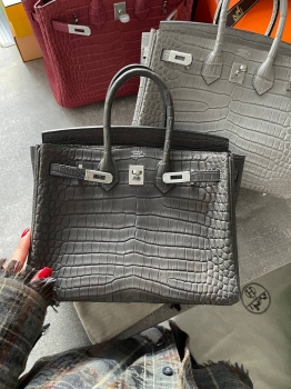 Сумка женская Birkin, 25, PHW Crocodile Porosus Hermes Артикул BMS-141838. Вид 1