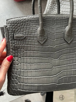 Сумка женская Birkin, 25, PHW Crocodile Porosus Hermes Артикул BMS-141838. Вид 3