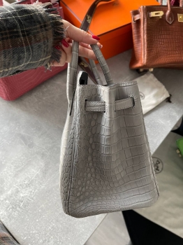 Сумка женская Birkin, 25, PHW Crocodile Porosus Hermes Артикул BMS-141840. Вид 5