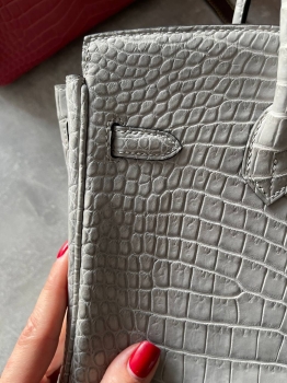 Сумка женская Birkin, 25, PHW Crocodile Porosus Hermes Артикул BMS-141840. Вид 6