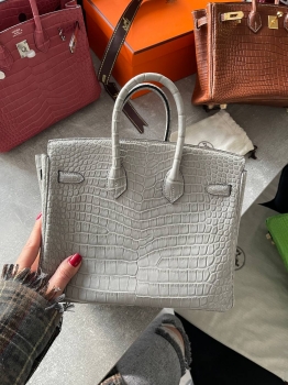 Сумка женская Birkin, 25, PHW Crocodile Porosus Hermes Артикул BMS-141840. Вид 7