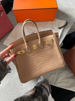 Сумка женская Birkin, 25, PHW Crocodile Porosus Hermes Артикул BMS-141842. Вид 1