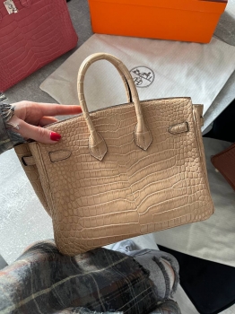 Сумка женская Birkin, 25, PHW Crocodile Porosus Hermes Артикул BMS-141842. Вид 2