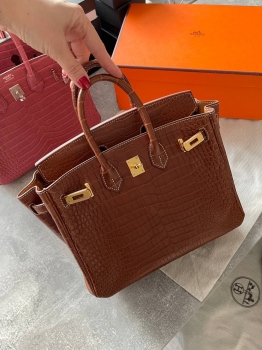 Сумка женская Birkin, 25, PHW Crocodile Porosus Hermes Артикул BMS-141843. Вид 1