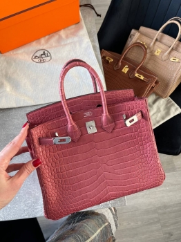 Сумка женская Birkin, 25, PHW Crocodile Porosus Hermes Артикул BMS-141841. Вид 1