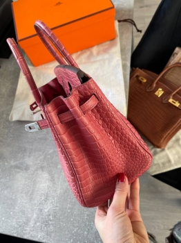 Сумка женская Birkin, 25, PHW Crocodile Porosus Hermes Артикул BMS-141841. Вид 4