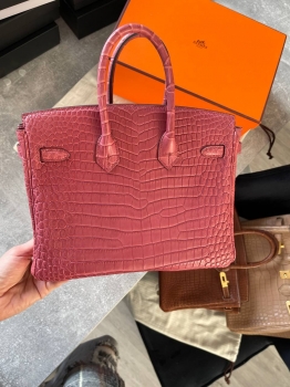 Сумка женская Birkin, 25, PHW Crocodile Porosus Hermes Артикул BMS-141841. Вид 6