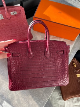 Сумка женская Birkin, 25, PHW Crocodile Porosus Hermes Артикул BMS-141844. Вид 2