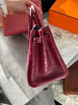 Сумка женская Birkin, 25, PHW Crocodile Porosus Hermes Артикул BMS-141844. Вид 3
