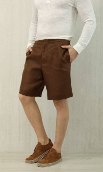 Льняные шорты ZEGNA Артикул BMS-142142. Вид 1